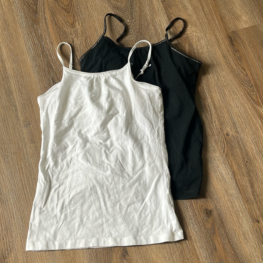 Cherokee Black & White Built In Bra Girls Cami Tanks Size Large